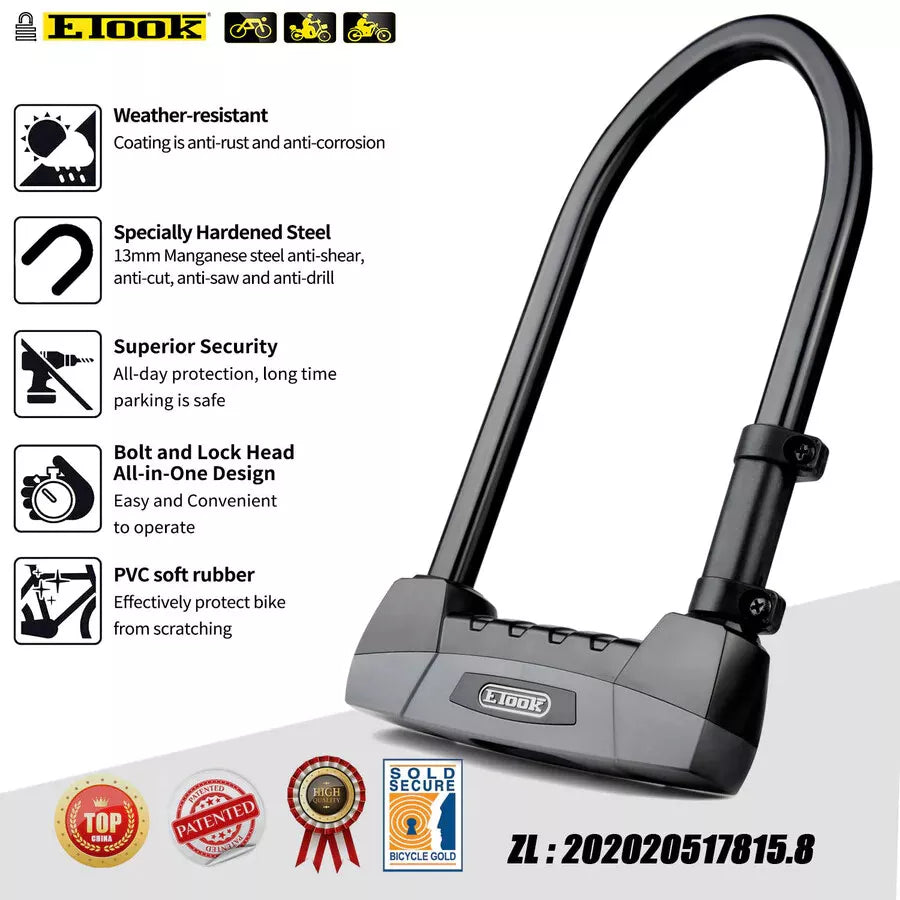 Bike U-Lock E-Took Gold Rated | Anti theft protection