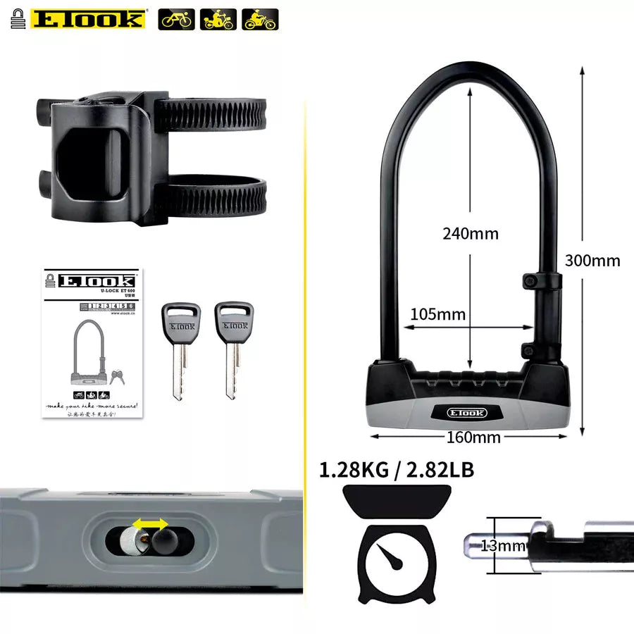 Bike U-Lock E-Took Gold Rated | Anti theft protection